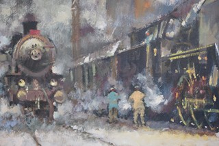 Jaroslav Ronek (1892 - 1962) - Lokomotiva - olej na plátně (107 x 123 cm)