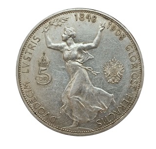 Stříbrná mince 5 Koruna 1908 Jubilejní - Franc Josef I.