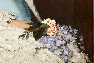 Eugenio de Blass (1843 - 1931) - Portrait of a Young Girl with a Bouquet of Flowers