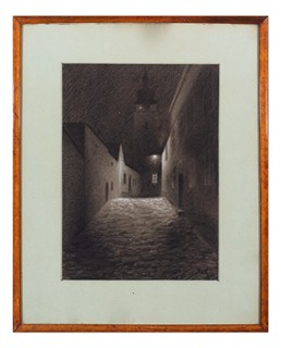 Josef Jelínek (1871 - 1945) - Noční ulička v Benešově