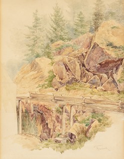Bedřich Havránek (1821 - 1899) - Dřevěný mlýnský náhon