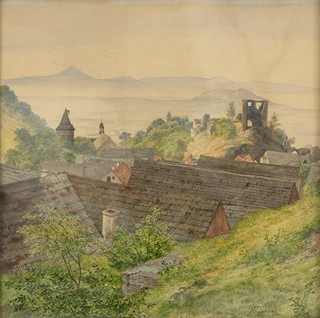Bedřich Havránek (1821 - 1899) - Střechy Dolní Krupky u Teplic