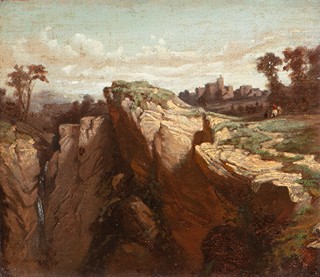 Adolf Kosárek (1830 - 1959) - Malá horská krajina s vodopádem