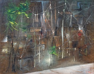 Václav Zykmund (1914 - 1984) - Surrealistický sen / Město noci (oboustranný obraz)