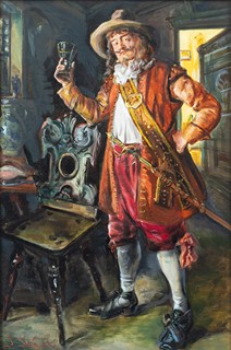 Jan Skramlík (1860 - 1936) - Mušketýr s číší vína