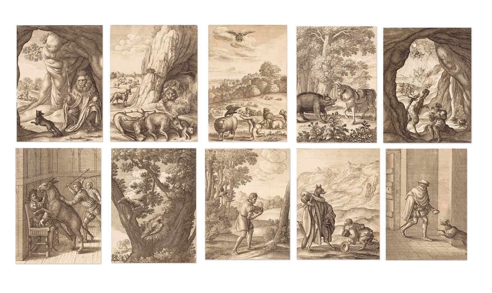 Václav Hollar (1607 - 1677) - Soubor 10 leptů s ilustracemi z Ezopových bajek