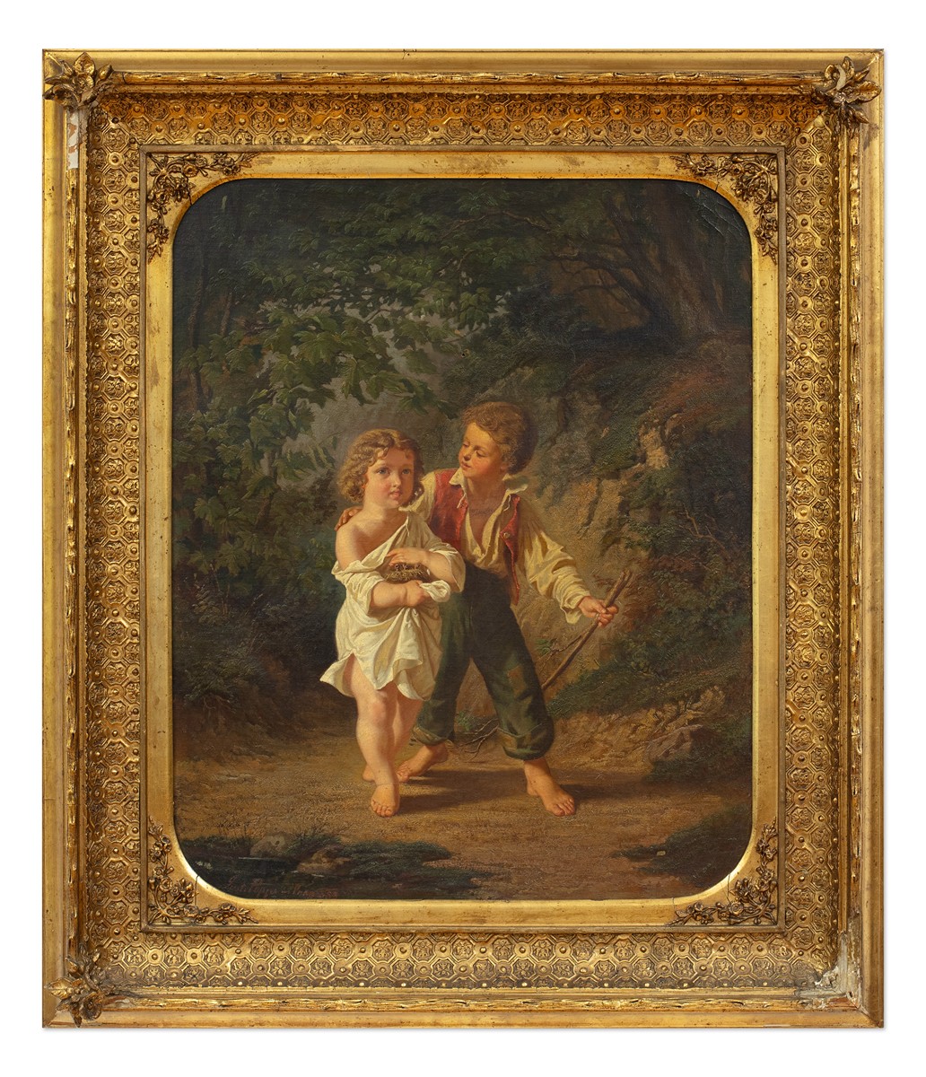 Gustav Poppe (1828 - 1958) - Děti s ptačím hnízdem v lese