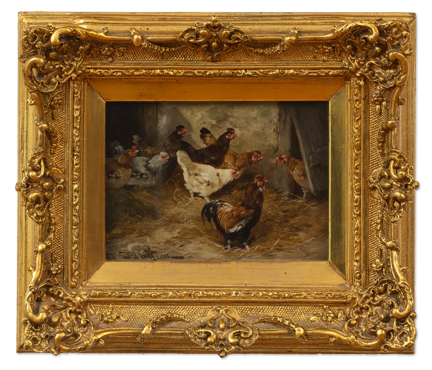 Jules Gustave Bahieu (1847-1916) - Kohout a slepice