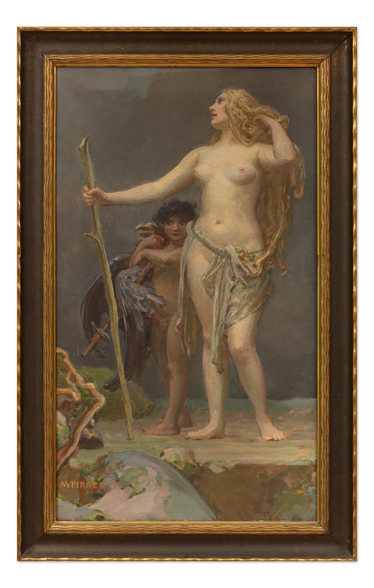 Maxmilián Pirner (1854 - 1924) - Nymfa a faun (Alegorie přírody)