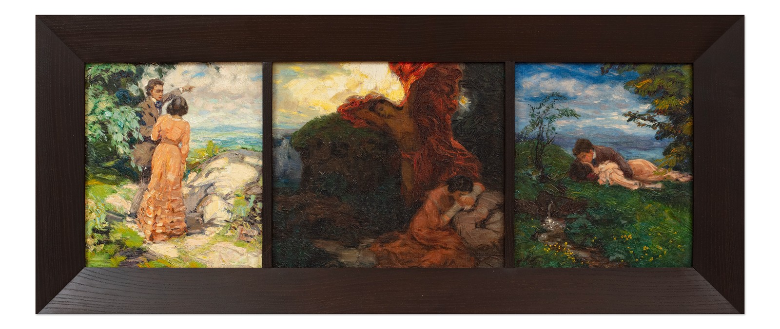 Alois Kalvoda (1875 - 1934) - Alegorický triptych lásky (Mládí / Žal / Touha)