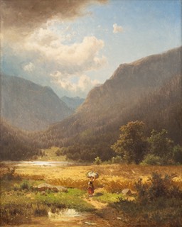 Adolf Chwala (1836 - 1900) - Poledne u řeky Traun