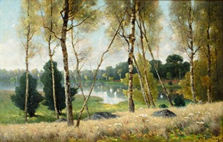 Antonín Chittussi (1847 - 1891) - Jezero J. J. Rousseaua v lese Ermenonvillském
