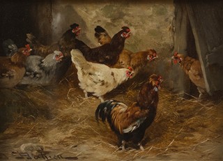 Jules Gustave Bahieu (1847-1916) - Kohout a slepice
