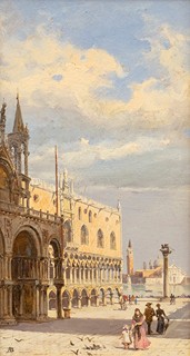 Antonie Brandeisová (1848 - 1926) - Pohled na Dóžecí palác a Piazzettu v Benátkách
