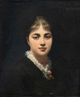 Václav Brožík (1851 - 1901) - Podobizna dívky v černých šatech