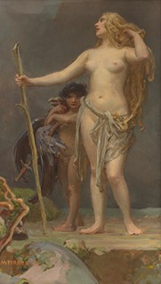 Maxmilián Pirner (1854 - 1924) - Nymfa a faun (Alegorie přírody)