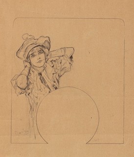 Alfons Mucha (1860 - 1939) - Dívka v kostýmu (návrh na reklamu)