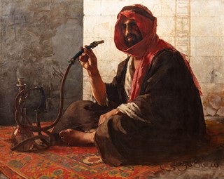 Karel Vítězslav Mašek (1865 - 1927) - Subhán Músa s vodní dýmkou سبحان موسى