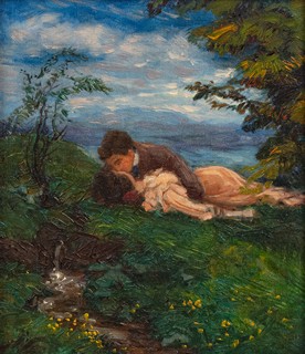 Alois Kalvoda (1875 - 1934) - Alegorický triptych lásky (Mládí / Žal / Touha)