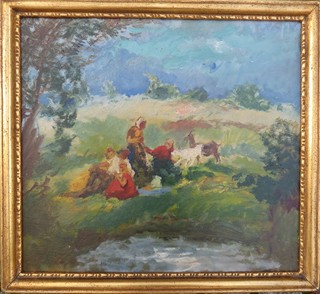 Oldřich Blažíček - V polích olejová skica