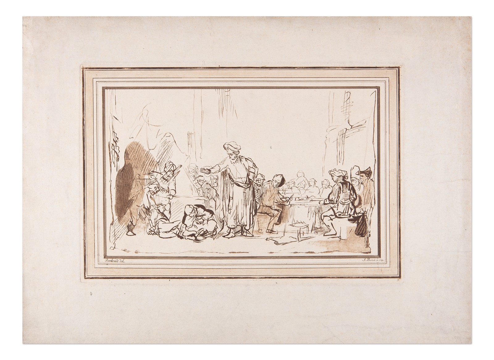 Adam von Bartsch (1757 - 1821) - Podobenství o svatební hostině (podle Rembrandta)