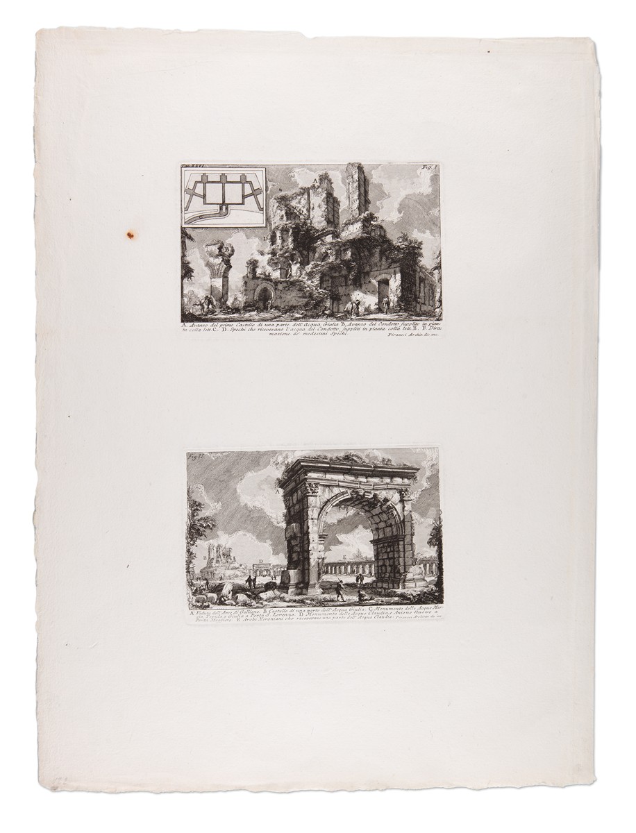 Giovanni Battista Piranesi (1720 - 1778) - Avanzo del primo Castello di una parte dell´Acqua Giulia a "Veduta dell´Arco di Gallieno"