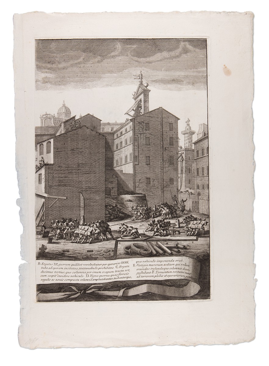 Giovanni Battista Piranesi (1720 - 1778) - Macchina costruita per l'estrazione della colonna di Antonino Pio