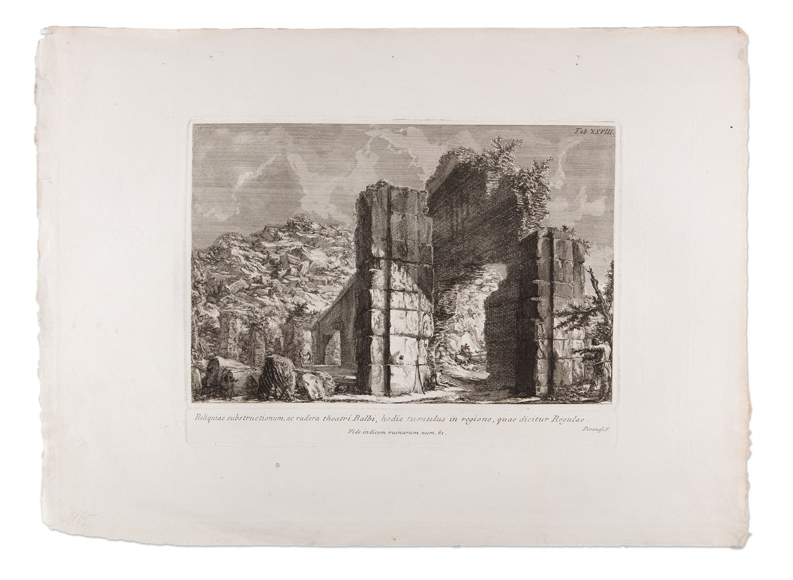 Giovanni Battista Piranesi (1720 - 1778) - Reliquiae substructionum, ac rudera theatri Balbi, hodie tumulus in regione, quae dicitur Regulae