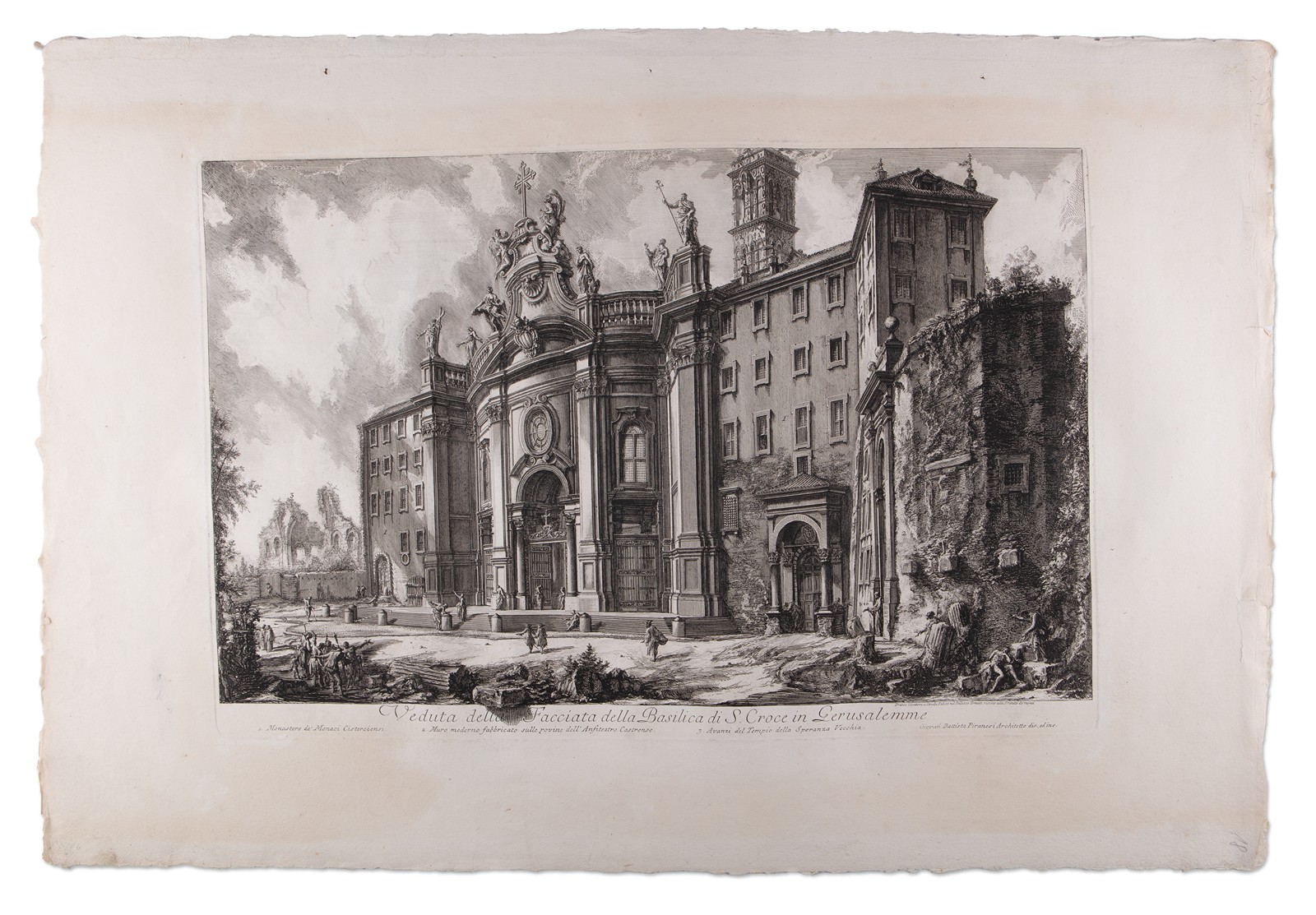 Giovanni Battista Piranesi (1720 - 1778) - Veduta della facciata della Basilica di S. Croce in Gerusalemme (velký list)