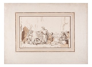 Adam von Bartsch (1757 - 1821) - Podobenství o svatební hostině (podle Rembrandta)