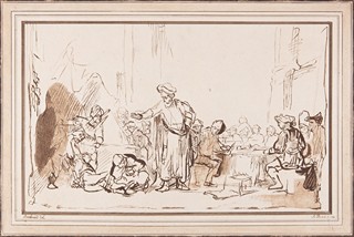 Adam von Bartsch (1757 - 1821) - Podobenství o svatební hostině (podle Rembrandta)