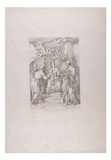 Josef Bergler (1753 - 1829) - Korunovace Panny Marie s dítětem se svatým Petrem, Augustinem a Pavlem