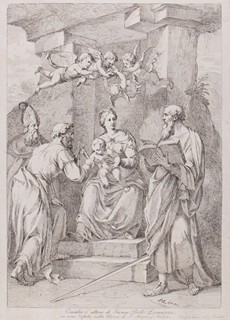 Josef Bergler (1753 - 1829) - Korunovace Panny Marie s dítětem se svatým Petrem, Augustinem a Pavlem