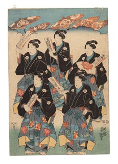 Utagawa Kuniyoshi 歌川 国芳 (1797 - 1861) - Pět herců s plakáty