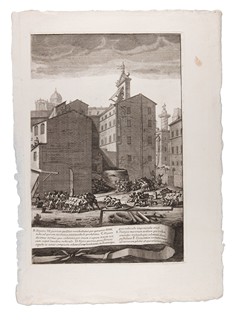 Giovanni Battista Piranesi (1720 - 1778) - Macchina costruita per l'estrazione della colonna di Antonino Pio