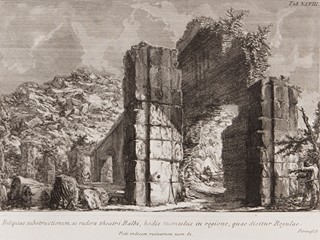 Giovanni Battista Piranesi (1720 - 1778) - Reliquiae substructionum, ac rudera theatri Balbi, hodie tumulus in regione, quae dicitur Regulae