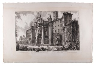 Giovanni Battista Piranesi (1720 - 1778) - Veduta della facciata della Basilica di S. Croce in Gerusalemme (velký list)