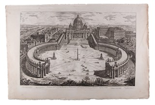 Giovanni Battista Piranesi (1720 - 1778) - Veduta Dell'insigne Basilica Vaticana Coll'ampio Portico E Piazza Adjacente (velký list)