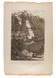 Giovanni Battista Piranesi (1720 - 1778) - Veduta di una parte de' fondamenti del Teatro di Marcello (velký list)