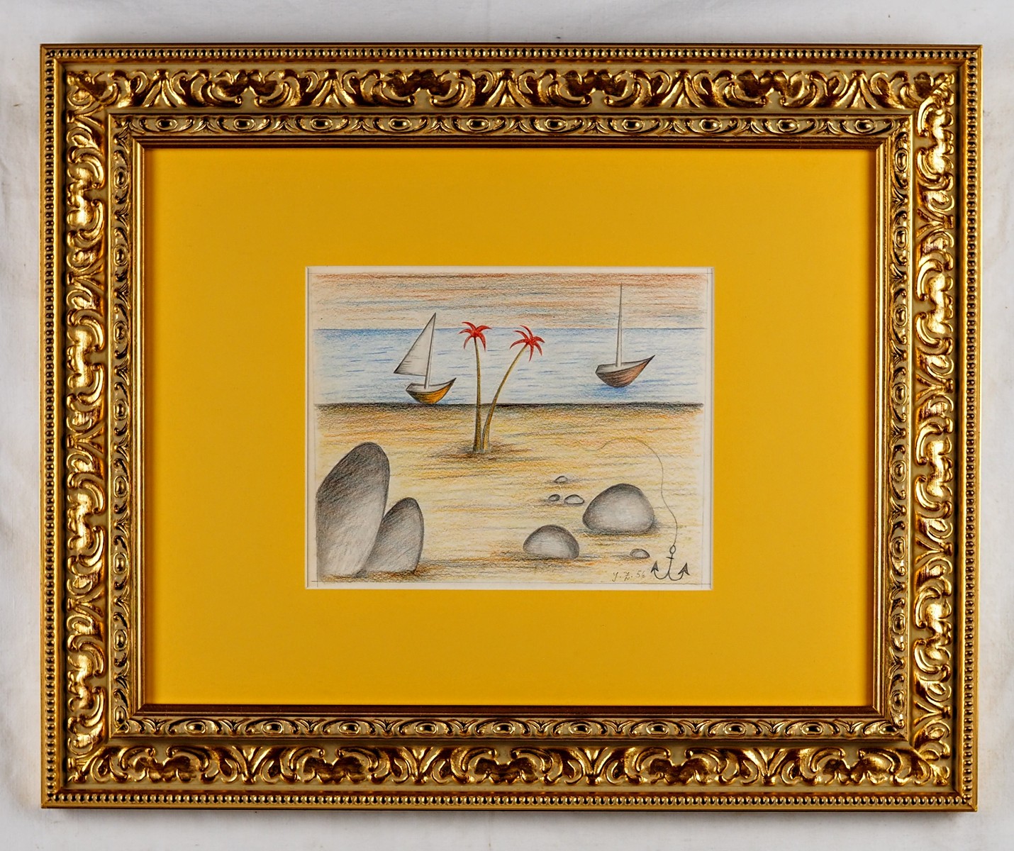 Jan Zrzavý (1890 - 1977) - Dvě loďky a palmy