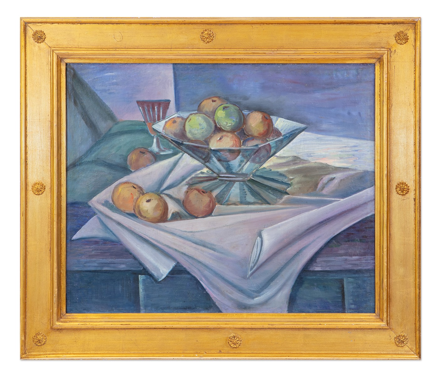 Jindřich Lenhart (1878 - 1955) - Zátiší s ovocem a "Krajina s pasačkou" (oboustranný obraz)