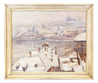 Maryša Neubertová (1899) - Zimní pohled na Malou Stranu přes Vltavu