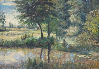 Stanislav Hudeček (1872 - 1947) - Krajina s rybníčkem