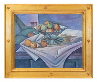 Jindřich Lenhart (1878 - 1955) - Zátiší s ovocem a "Krajina s pasačkou" (oboustranný obraz)