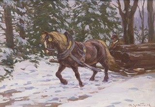 Rudolf Jelínek (1880 - 1950) - Svážení dřeva