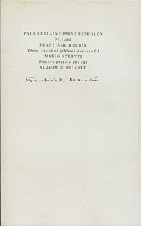 František Hrubín (1910 - 1971) - Písně beze slov / Paul Verlaine