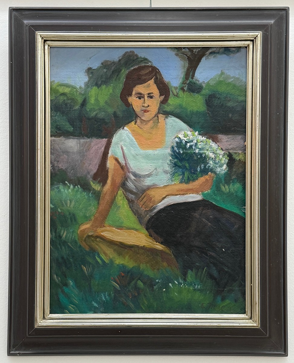 Eugen Nevan (1914 - 1967) - Sediaca žena v záhrade