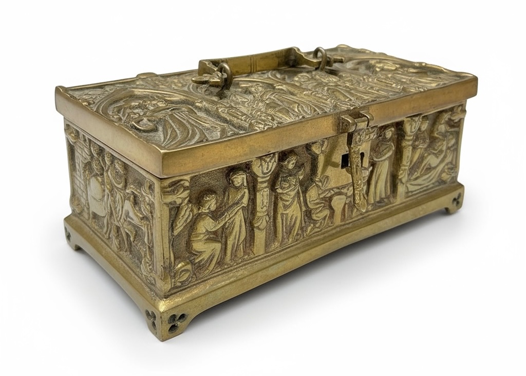 Figurální bronzová šperkovnice