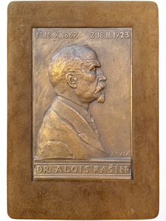 Josef Fiala (1882 - 1963) - Bronzový reliéf - Dr. Alois Rašín
