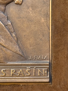 Josef Fiala (1882 - 1963) - Bronzový reliéf - Dr. Alois Rašín